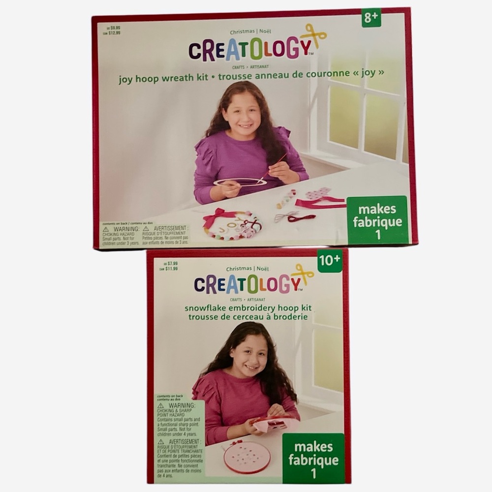 Creatology Joy Hoop Wreath Kit and Snowflake embroidery Kit